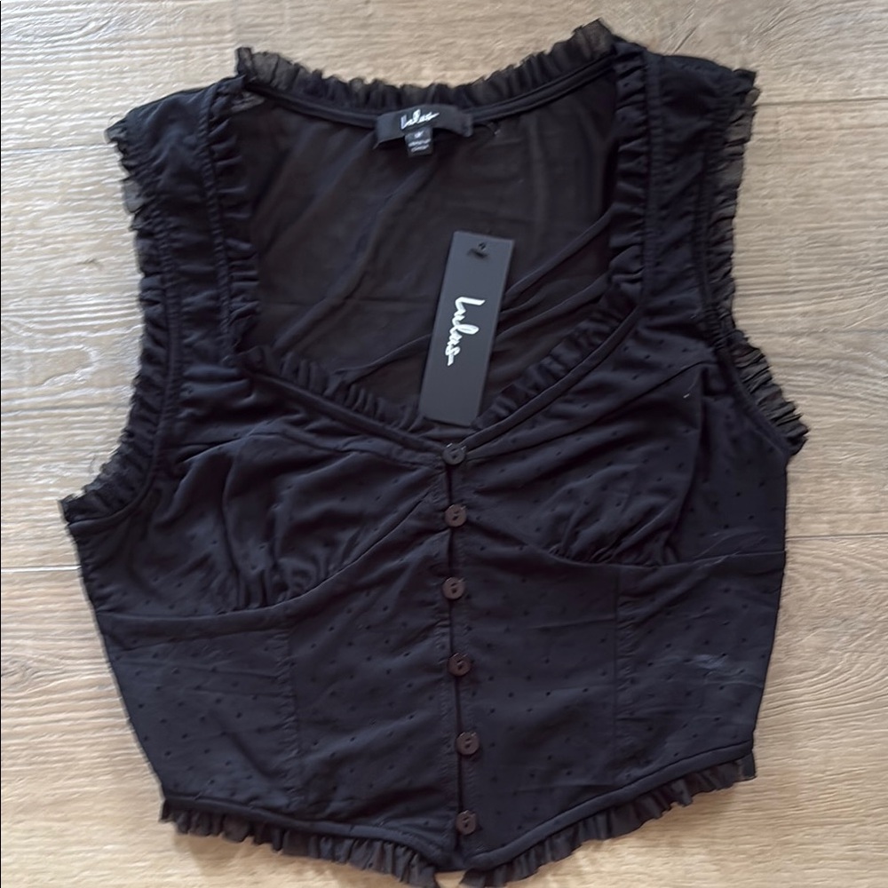 Lulus Black Ruffled Blouse
